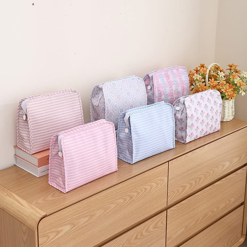 Petal & Gingham Zipper Pouch
