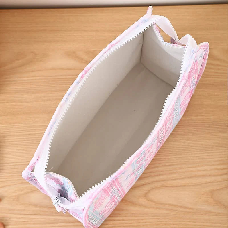 Petal & Gingham Zipper Pouch